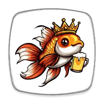 Goldfish Beer King - Square fridge magnet - white - Front