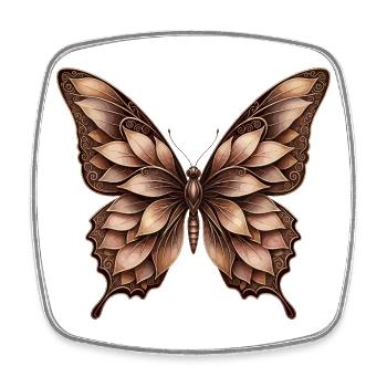 Ornamental Butterfly Bronze Tones - Square fridge magnet - white - Front