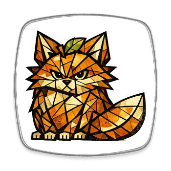 Orange Fox Cubism Version - Square fridge magnet - white - Front