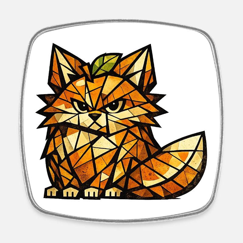 Version cubisme du Renard Orange - Magnet carré - blanc