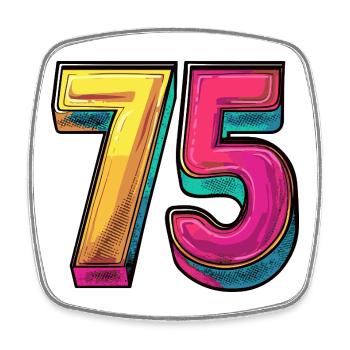 75 Nombre Coloré - Magnet carré - blanc - Devant