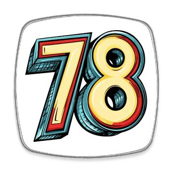 78 Nombre Coloré - Magnet carré - blanc - Devant