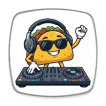 Taco Food DJ mexicain Soirée techno Soirée Célébration - Magnet carré - blanc - Devant