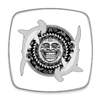 Hammerhai Tiki - Viereckiger Kühlschrankmagnet - Weiß - Vorne