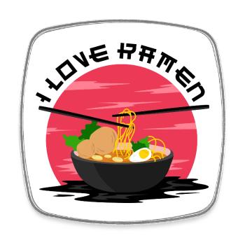 Ich liebe Ramen-Nudeln Food Lover Shirt - Viereckiger Kühlschrankmagnet - Weiß - Vorne