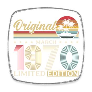 Cadeau du 56e anniversaire Mari Femme Mars 1970 - Magnet carré - blanc - Devant