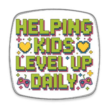 Pediatric OT Helping Kids Level Up School Based OT - Viereckiger Kühlschrankmagnet - Weiß - Vorne