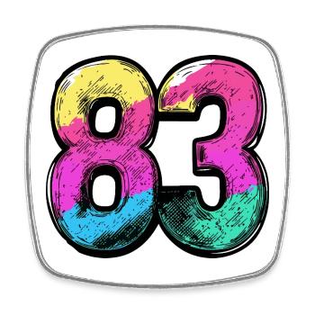83 Nombre Coloré - Magnet carré - blanc - Devant