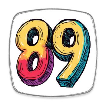 89 Number Colorful - Square fridge magnet - white - Front
