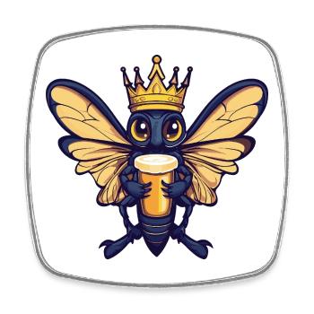Dragonfly Beer King - Square fridge magnet - white - Front