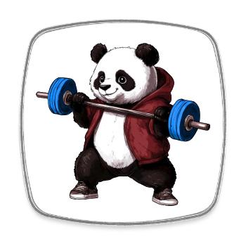 Panda mit Langhantel - Viereckiger Kühlschrankmagnet - Weiß - Vorne