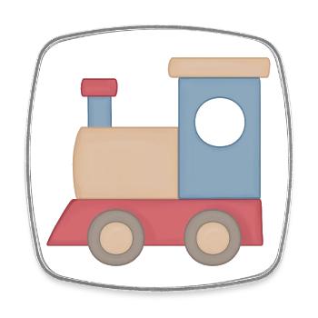 Kunterbunter Spielzug Illustration Eisenbahn - Viereckiger Kühlschrankmagnet - Weiß - Vorne
