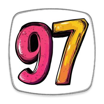 97 Nombre Coloré - Magnet carré - blanc - Devant
