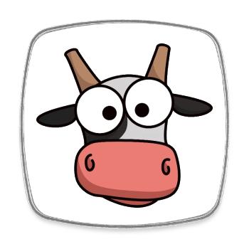 Cow Face Comic with Big Eyes - Square fridge magnet - white - Front