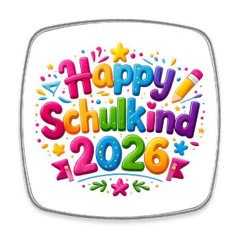 Happy Schulkind 2026 Einschulung - Viereckiger Kühlschrankmagnet - Weiß - Vorne