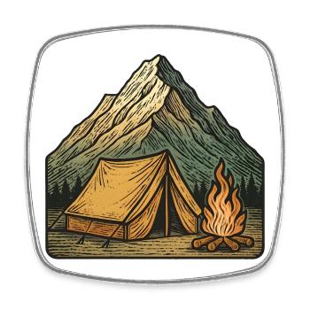 Bergzelt Lagerfeuer Abenteuer - Viereckiger Kühlschrankmagnet - Weiß - Vorne