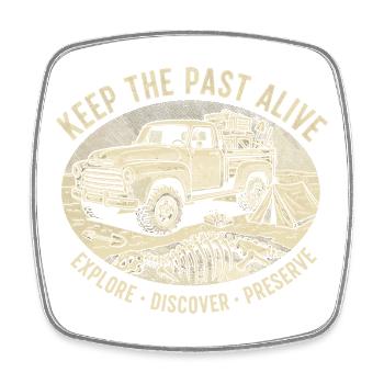 Oldtimer Truck Camping Erbe - Viereckiger Kühlschrankmagnet - Weiß - Vorne