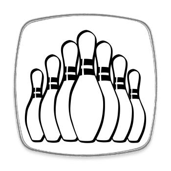 Kegeln Bowling Pins Kegel - Viereckiger Kühlschrankmagnet - Weiß - Vorne