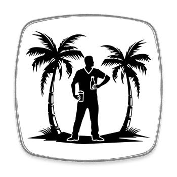 Holiday Palm Trees Beach Silhouette - Square fridge magnet - white - Front
