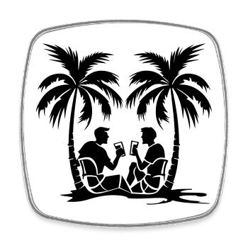 Palmen Party Urlaub Silhouette - Viereckiger Kühlschrankmagnet - Weiß - Vorne
