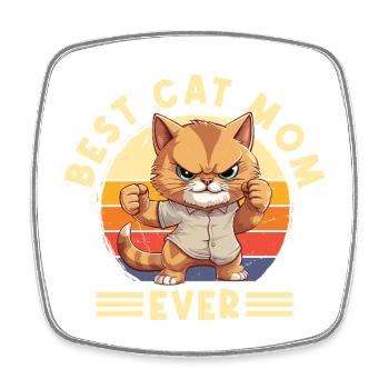 Katze Best Cat Mom Ever Katzenmama Lustig Spruch - Viereckiger Kühlschrankmagnet - Weiß - Vorne