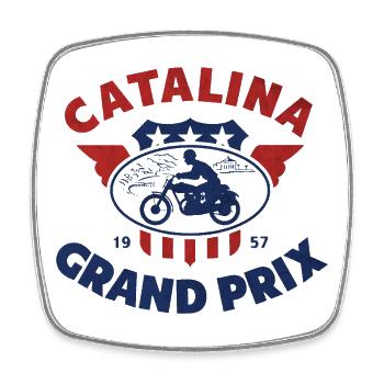 Grand Prix Catalina Vintage-Motorrad - Viereckiger Kühlschrankmagnet - Weiß - Vorne