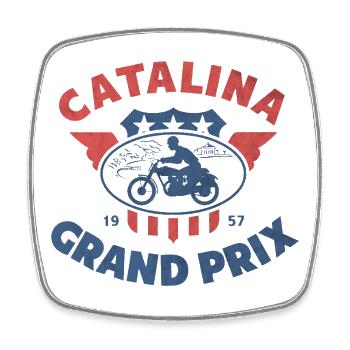 Catalina Grand Prix Vintage Moto - Viereckiger Kühlschrankmagnet - Weiß - Vorne