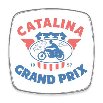 Catalina Grand Prix Vintage-Motorrad - Viereckiger Kühlschrankmagnet - Weiß - Vorne