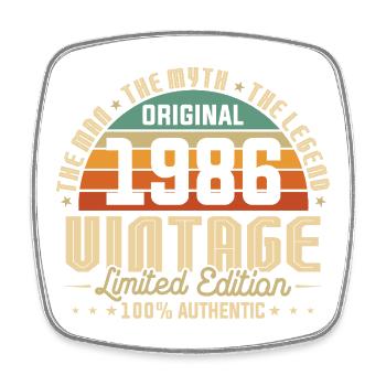 1986 Original Vintage Birthday Gift - Square fridge magnet - white - Front