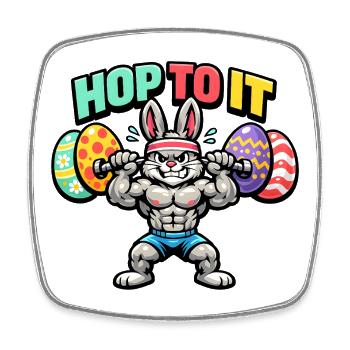 Pumpernickel Fitness Rabbit - Square fridge magnet - white - Front