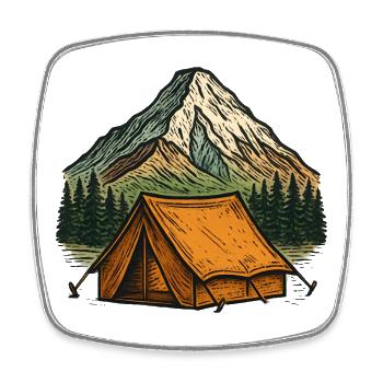 Bergzelt Abenteuer Landschaft - Viereckiger Kühlschrankmagnet - Weiß - Vorne