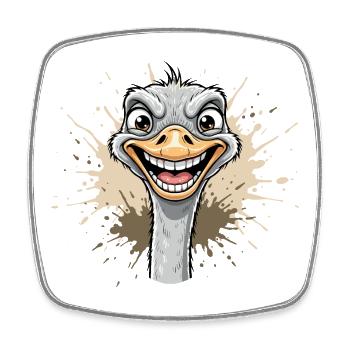 Fröhlicher Strauß Cartoon Spritzer - Viereckiger Kühlschrankmagnet - Weiß - Vorne