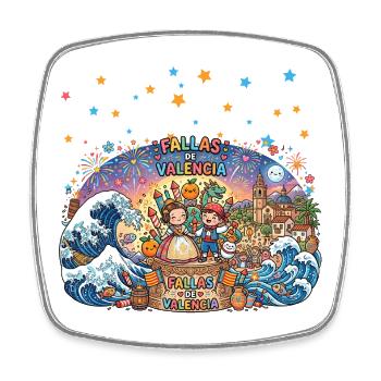 Fête de la Fête de Valencia, - Magnet carré - blanc - Devant