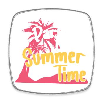 Paradise Beach Summer Time Retro Design - Square fridge magnet - white - Front