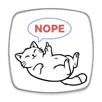 Lachende Katze Nope Mittelfinger - Viereckiger Kühlschrankmagnet - Weiß - Vorne