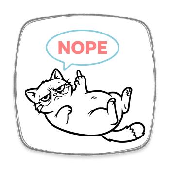 Cat Nope Speech Bubble Colored - Square fridge magnet - white - Front