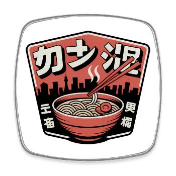 Ramen Urbain et Skyline - Magnet carré - blanc - Devant
