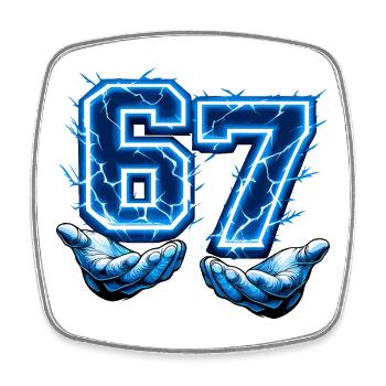 67 Six Seven Meme Gen Alpha Funny - Square fridge magnet - white - Front