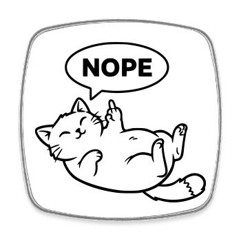 Katze Lachend Nope Outline - Viereckiger Kühlschrankmagnet - Weiß - Vorne