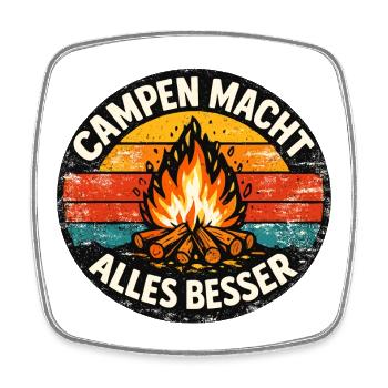 Campen macht alles besser - Viereckiger Kühlschrankmagnet - Weiß - Vorne