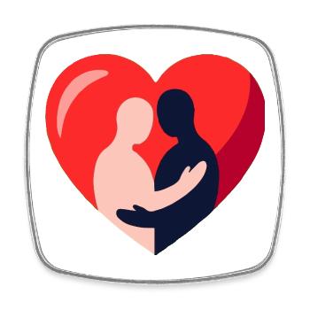 Heart embrace in duo silhouettes - Square fridge magnet - white - Front