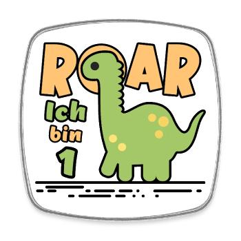 1. Geburtstag Dinosaurier - Viereckiger Kühlschrankmagnet - Weiß - Vorne