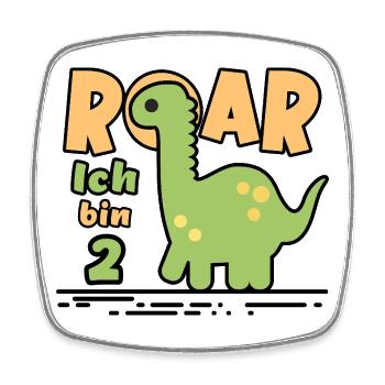 2. Geburtstag Dinosaurier - Viereckiger Kühlschrankmagnet - Weiß - Vorne