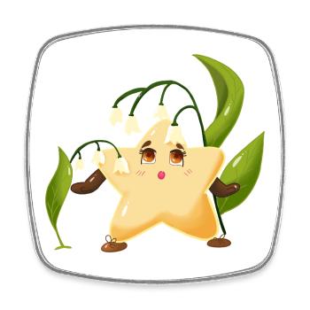 Twinki l'étoile découvre le joli muguet  - Magnet carré - blanc - Devant