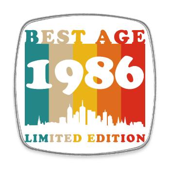 1986 Vintage Retro Geburtstagsgeschenk - Viereckiger Kühlschrankmagnet - Weiß - Vorne