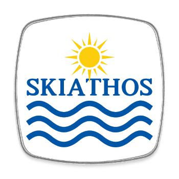 Sonnen- und Meeresemblem von Skiathos - Viereckiger Kühlschrankmagnet - Weiß - Vorne