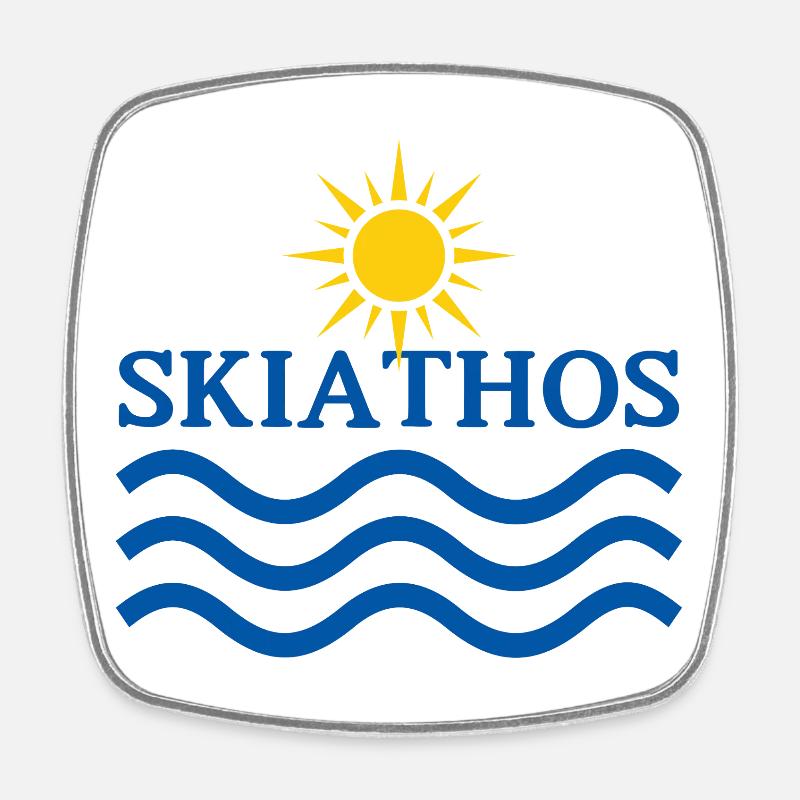 Skiathos Sun and Sea Emblem - Square fridge magnet - white
