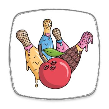 Bowlingspieler Eiscreme Kinder Jungen Bowling - Square fridge magnet - white - Front