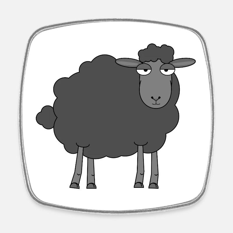 Baaaa-d bis zum Knochen | Illustration des Schwarzen Schafs - Viereckiger Kühlschrankmagnet - Weiß