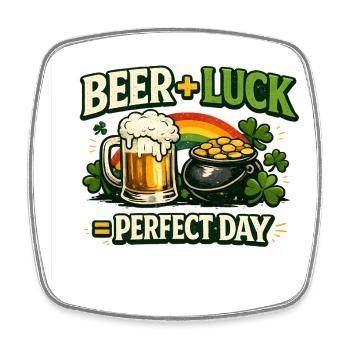 Bierglück Perfekter Tag - Viereckiger Kühlschrankmagnet - Weiß - Vorne